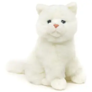 Uni Toys L63160RA-W White Cat Fluffy 21cm Sitting Kitty Soft Plush Toy