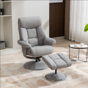 Biarritz Soft Fabric Swivel Recliner - Lisbon Silver / Free Footstool / Fabric