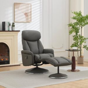 Sahara Real Leather Swivel Recliner - Cinder / Full Leather