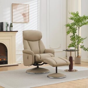 Sahara Real Leather Swivel Recliner - Pebble / Full Leather