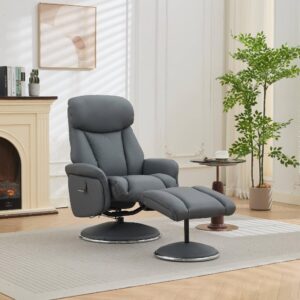 Sahara Real Leather Swivel Recliner - Petrol Blue / Full Leather