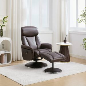 Sahara Real Leather Swivel Recliner - Russet / Full Leather