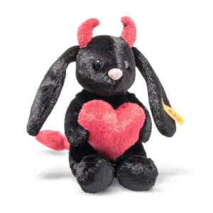 Steiff 081170 Devil Hoppie Rabbit Black with Heart Soft Toy