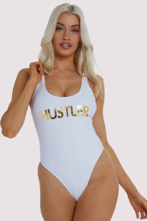D+ Swimwear White Swimsuit | UK 18 | Hustler