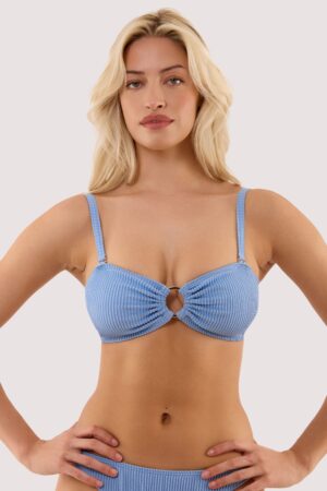 D+ Swimwear Annabelle Cornflower Blue Scrunch Bandeau Bikini Top | UK 18E/F | Peek & Beau