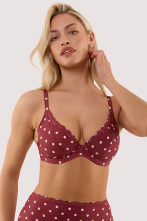 D+ Swimwear Hazel Wine Spot Underwired Bikini Top | UK 38G | Peek & Beau