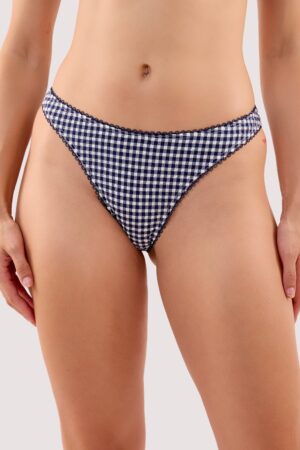 D+ Swimwear Joanna Navy Gingham Seersucker High Waist Bikini Brief | UK 18 | Peek & Beau
