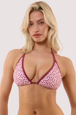D+ Swimwear Meadow Pink And Wine Fuller Bust Triangle Bikini Top | UK 16D/DD | Peek & Beau