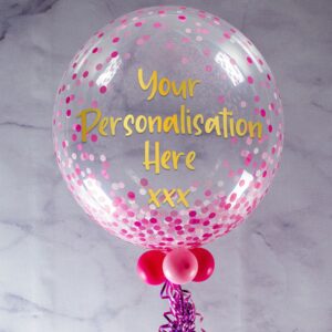 Personalised Pink 'Confetti Print' Bubble Balloon