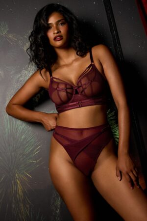 Eddie Wine Crossover Balconette Bra | UK 46H | Playful Promises