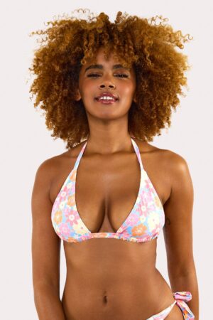 D+ Swimwear Floral Triangle Bikini Top Fuller Bust Exclusive | UK 18D/DD | Wolf & Whistle