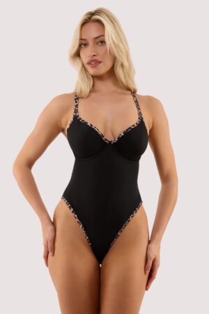 D+ Swimwear Lorna Leopard Print Fuller Bust Underwired Swimsuit | UK 36DD | Wolf & Whistle