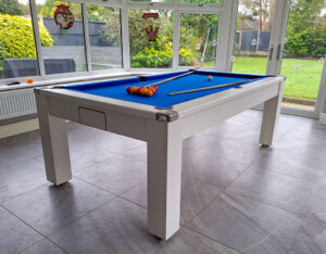Signature Warwick Pool Dining Table - White Finish - 6ft & 7ft - Slate Bed Dining Room Pool Table Combo