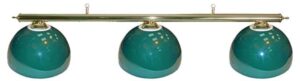 Pool Table Light - Brass Bar with 3 Green Bowl Shades