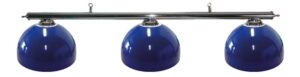 Pool Table Light - Chrome Bar with 3 Blue Bowl Shades