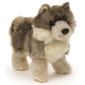 Uni Toys GW23S26 Grey Wolf Cub 28cm Standing Fuzzy Soft Plush Toy