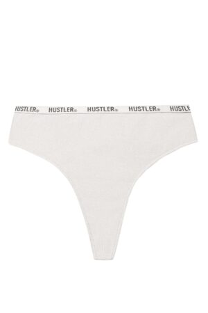 Branded Ribbed Ivory High Waist Thong | UK Us 22 | Hustler