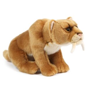 Living Nature AN395 Sabre Toothed Tiger Sitting Realistic Prehistoric Plush Toy