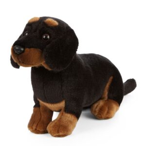 Living Nature AN462 Black and Brown Dachshund Realistic Sitting Soft Plush Toy
