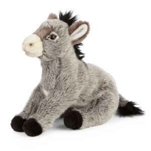 Living Nature AN465 Donkey Grey Fluffy Sitting Realistic Soft Plush Toy
