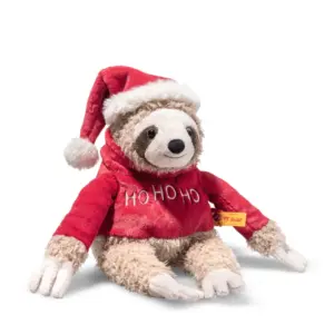 Steiff 056390 Sanny Sloth Wearing Christmas Jumper and Hat